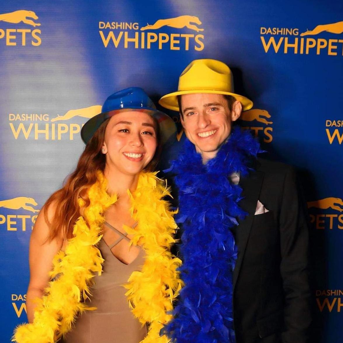 Our first photo together at the Annual Dashing Whippets Golden Hammer Awards Party