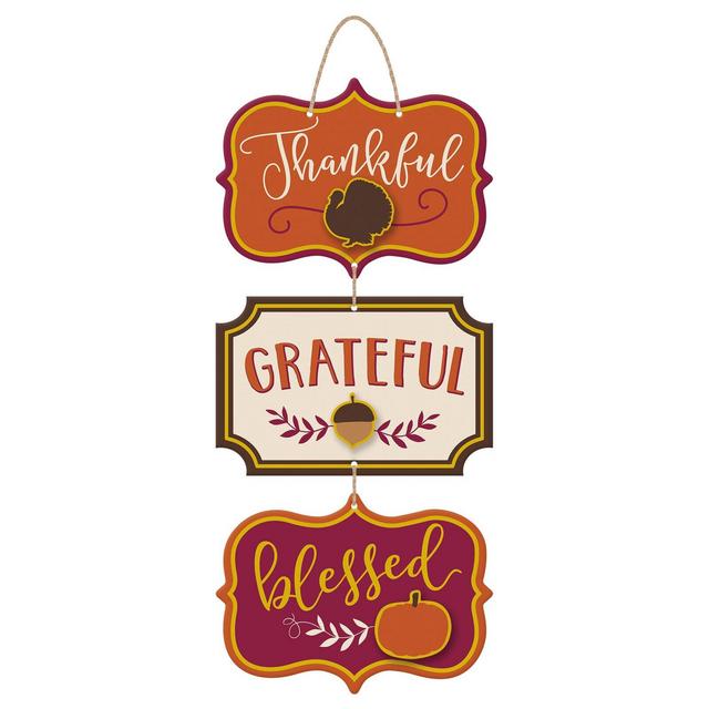 Thankful Grateful Blessed Triple Sign