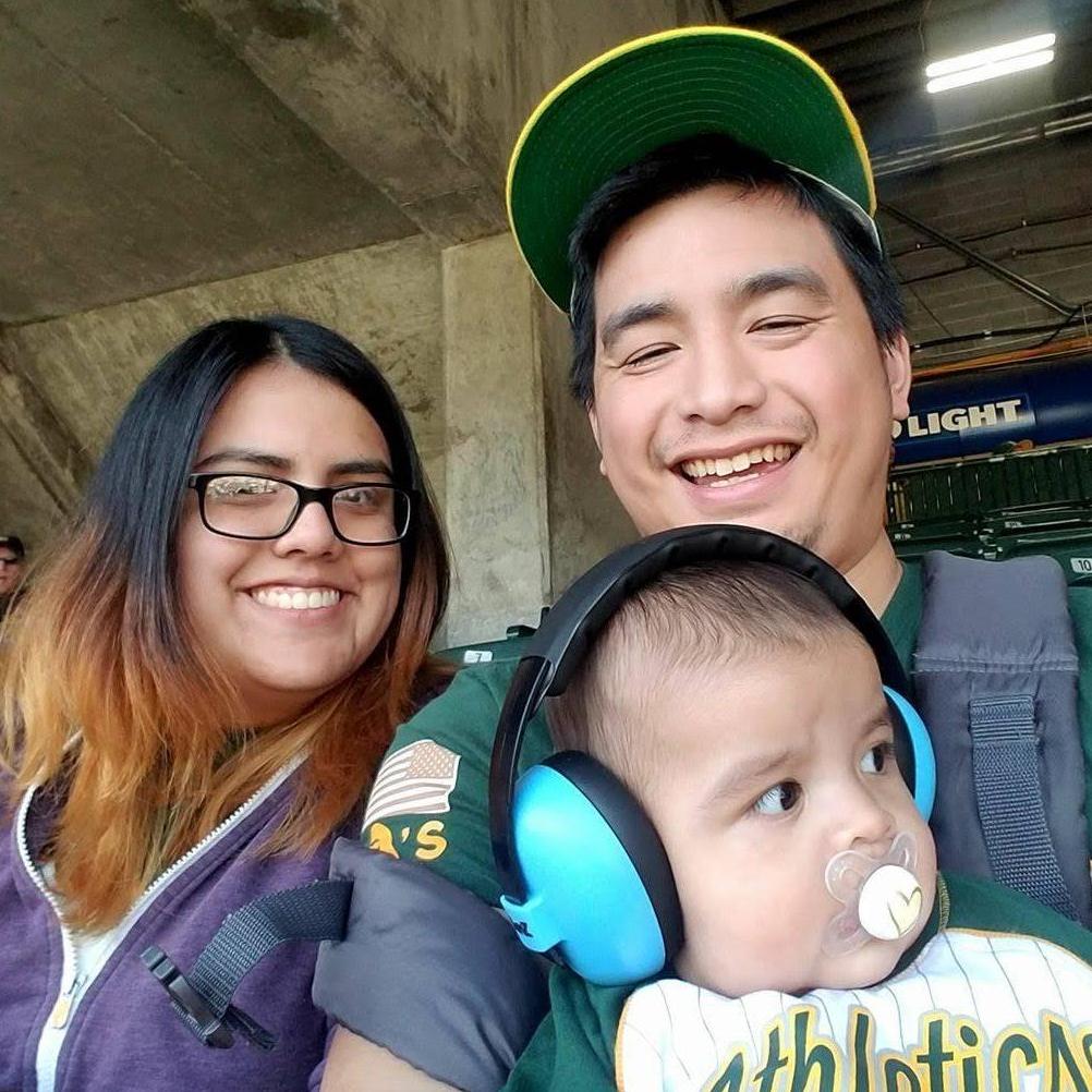 At our first A's game with our son