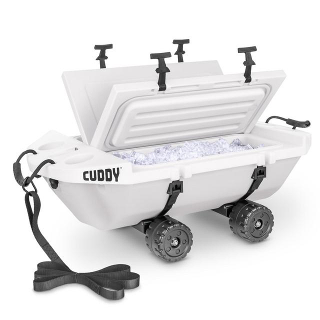 GoSports CUDDY Crawler Cooler with Wheels – 40 QT Amphibious Floating Cooler and Dry Storage Vessel - White