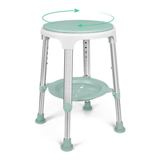 LEACHOI Shower Chair for Inside Shower, Swivel Shower Stools 350lbs, Adjustable Tub Chair and Bathroom Stool with Storage Tray for Seniors, Elderly, Bath Handicap & Disabled Green