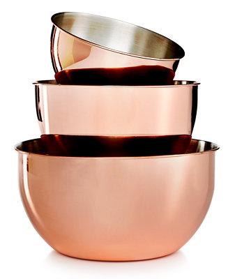 Martha Stewart Collection 3-Pc. Copper-Plated Mixing Bowl Set