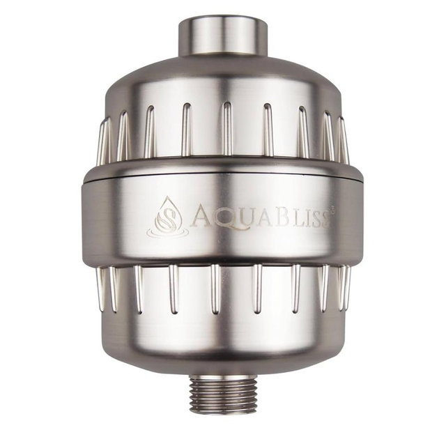 AquaBliss High Output Revitalizing Shower Filter - Reduces Dry Itchy Skin, Dandruff, Eczema, and Dramatically Improves The Condition of Your Skin, Hair and Nails - Brushed Nickel (SF100-BN)