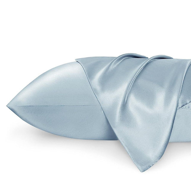 Bedsure Satin Pillowcase for Hair and Skin Queen - Stone Blue Silk Pillowcase 2 Pack 20x30 Inches - Satin Pillow Cases Set of 2 with Envelope Closure, Gifts for Women Men