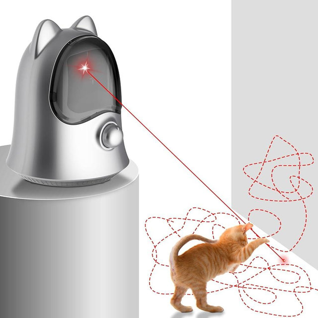 Muhhiba Cat Laser Toys for Indoor Cats, Random Trajectory Laser Cat Toy, Interactive Cat Toys for Bored Indoor Adult Cats/Kittens/Dogs (Silver)