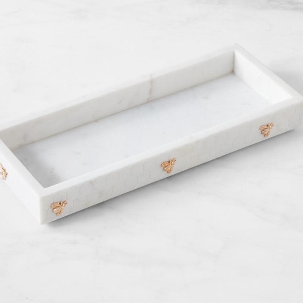 Williams Sonoma Honeycomb Marble Countertop Tray