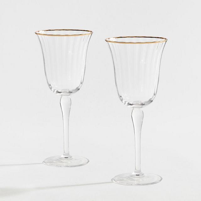 Monique Lhuillier Tatum Wine Stem Glasses, Set of 2 - Gold