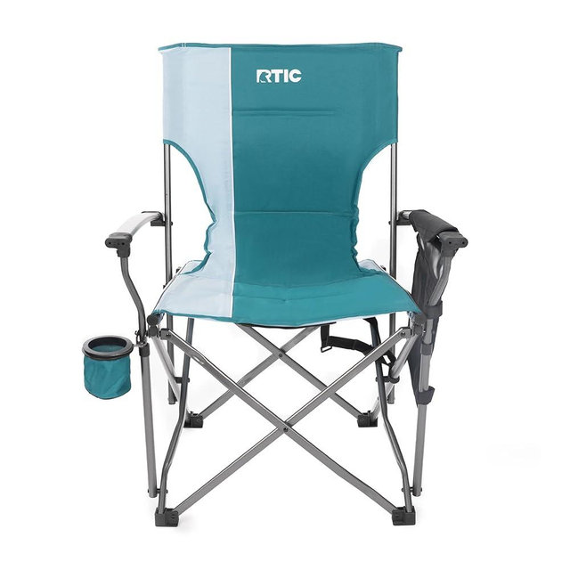 RTIC Ultra-Tough Chair Portable Folding for Camping, Outdoor, Fishing, Beach, with Arm Rest and Cup Holder, Folds Quickly for Easy Storage in a Carry Bag, Deep Harbor