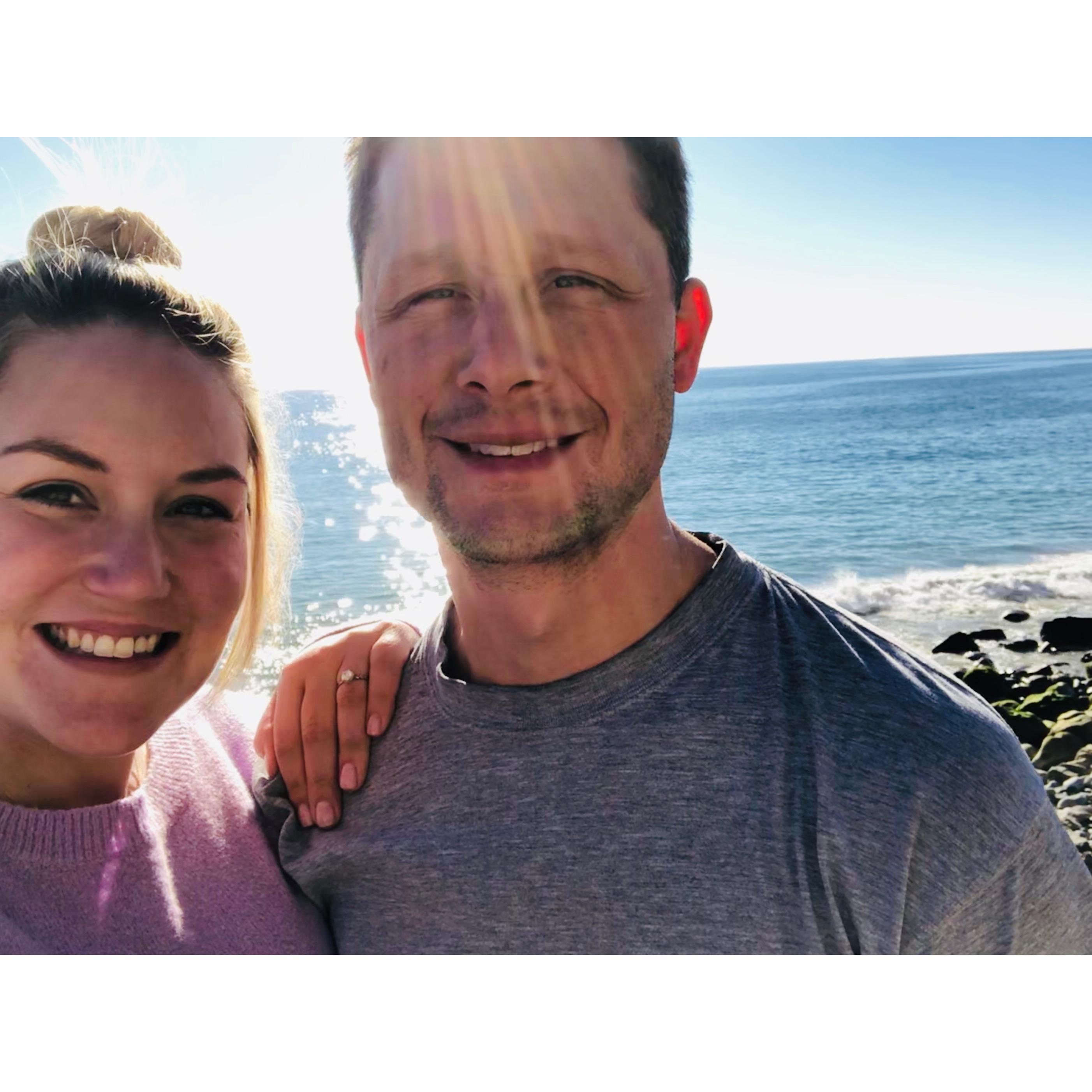 Don't be fooled by the sparkling ocean in the background - it was cold.