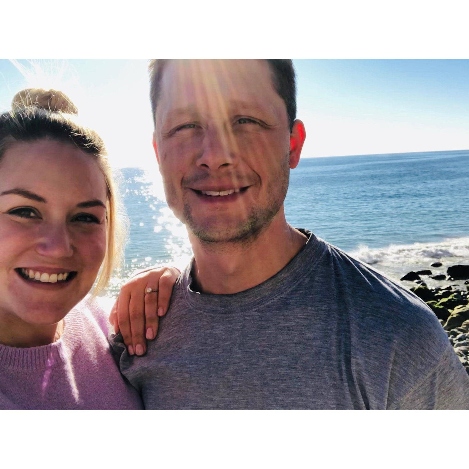 Don't be fooled by the sparkling ocean in the background - it was cold.