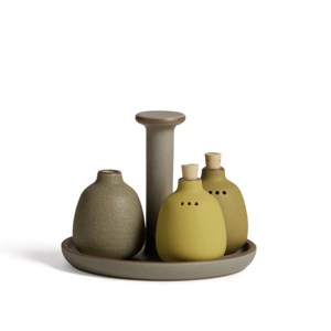 Heath Ceramics Shaker Caddy Set in Sagebrush / Ocher / Grove / Soapstone