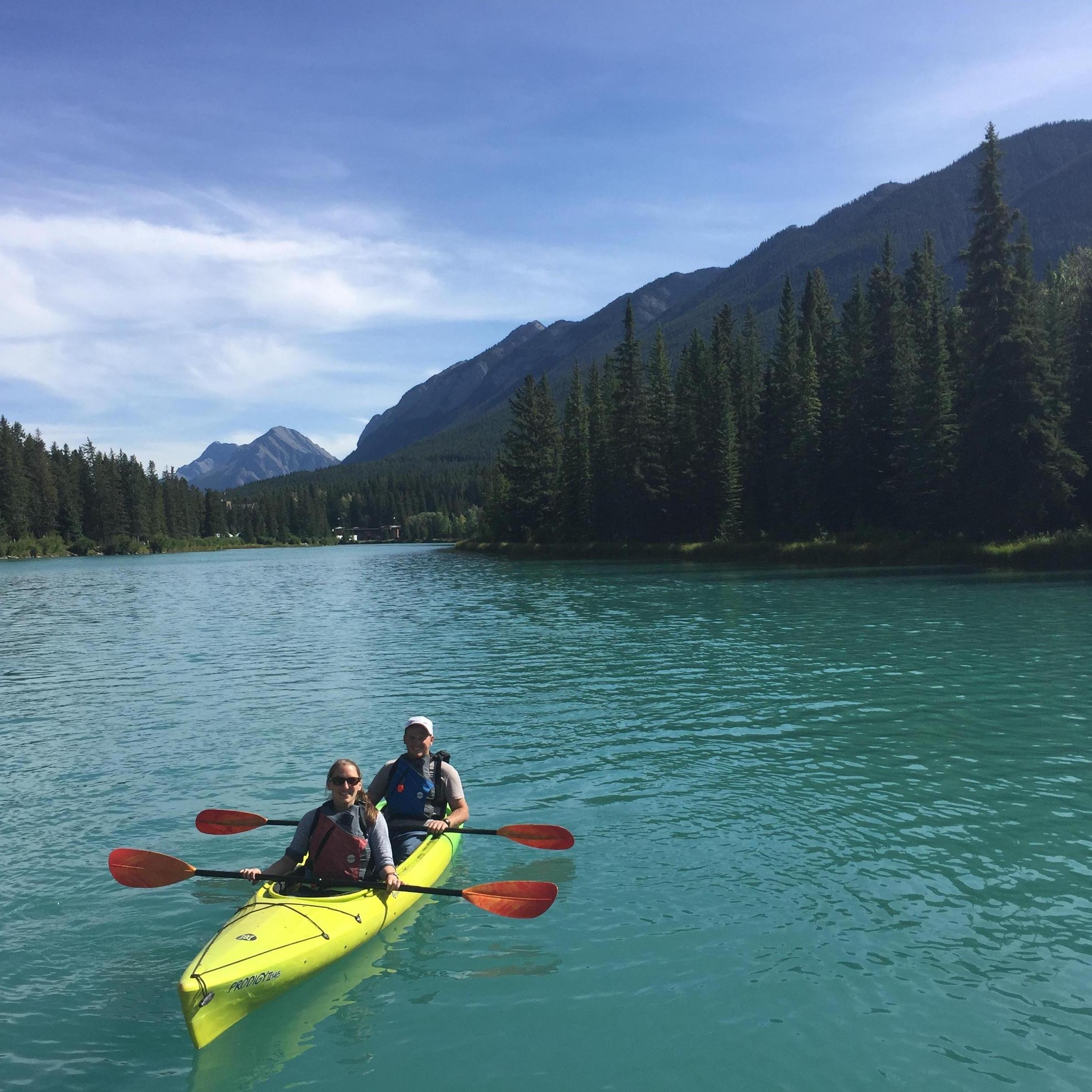 Kayaking on Bow River in Banff