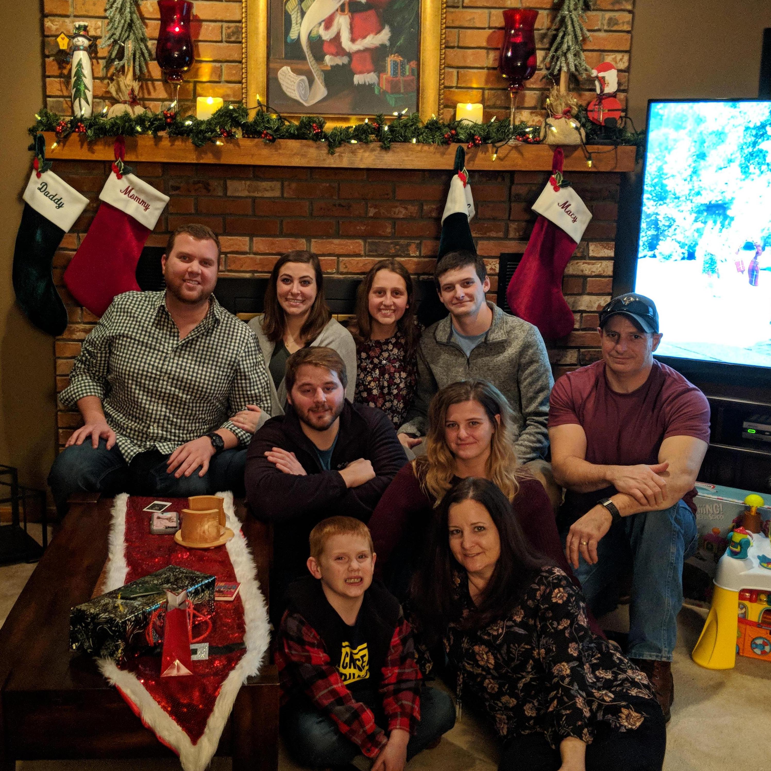 Olivia and Justin with Adam, Gabriella, Gage, Sarah, Vinny (junior groomsman and brother), and Momma (Fran) and Poppa (James) George