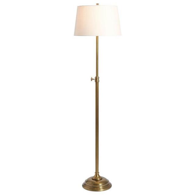 Chelsea 50" Floor Lamp & Large Tapered Gallery Shade, Antique Brass/Sand Shade
