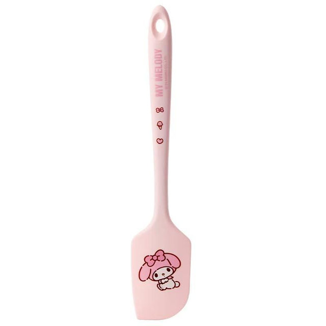 Cartoon silicone spatula, long handle non-stick rubber, heat-resistant, suitable for cream, jam, blenders, and applicable for cooking and baking (Pink melody)