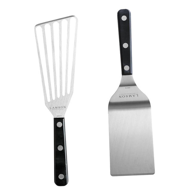 Lamson 3" x 5" Rectangular Turner and 3" x 6" Chef's Slotted Turner with Noir Ultra Durable Handle - Right Hand