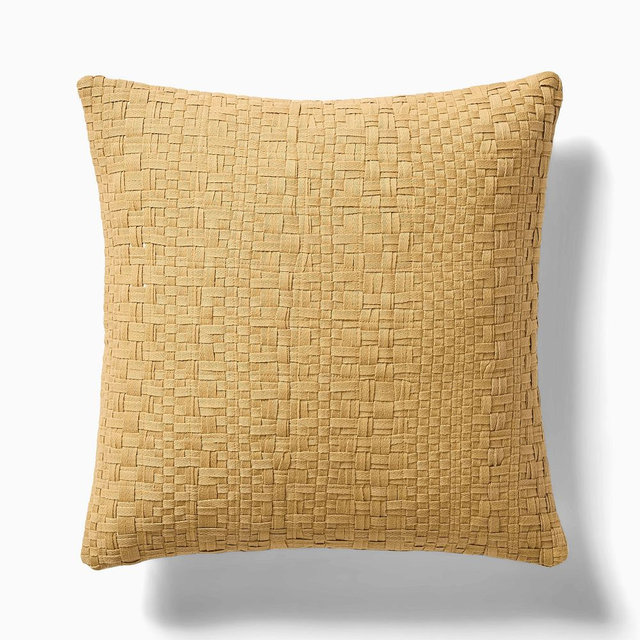Layered Basketweave Pillow Cover, 18"x18", Honey