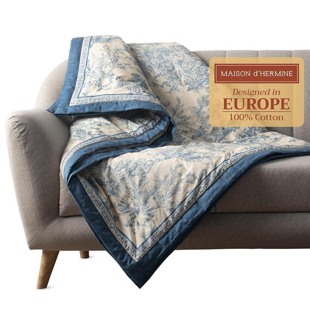 Maison d' Hermine Throw Blanket for Couch Lightweight Soft Warm Breathable Cotton Throw Blankets for Bed Girls Boys Women Men Gifts Sofa Travel Living Room Chair Bedding (50"x60", The Miller)