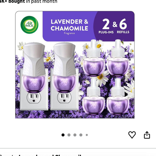 Air Wick Plug in Scented Oil Starter Kit, 2 Warmers + 6 Refills, Lavender & Chamomile, Eco Friendly, Essential Oils, Air Freshener