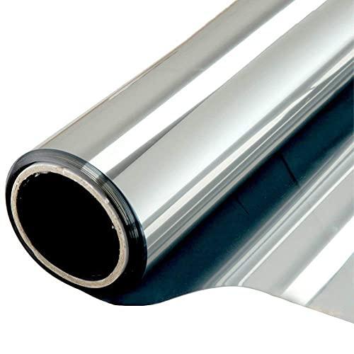 Window Film One Way Film Daytime Privacy Static Non-Adhesive Decorative Heat Control Anti UV Window Tint for Home and Office Silver 6 Mil 23.6 Inch x 6.5 Feet