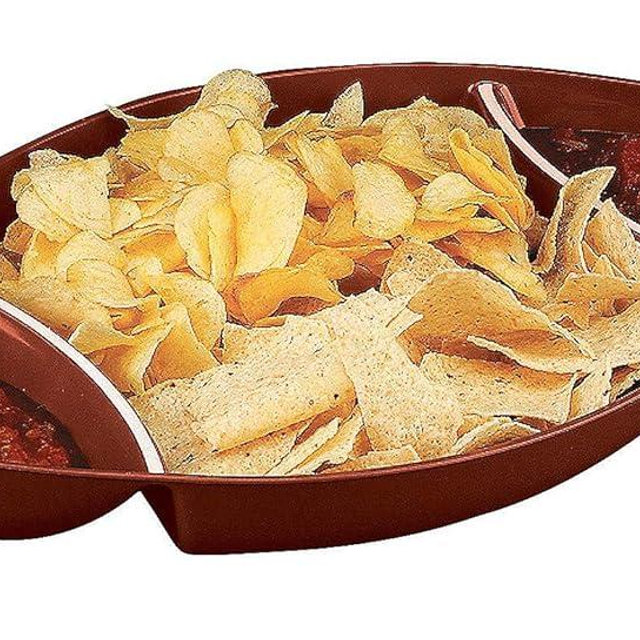 Plastic Football Serving Dishes for Parties - Snack Tray Includes 2 dip Sections - Sports Party Supplies