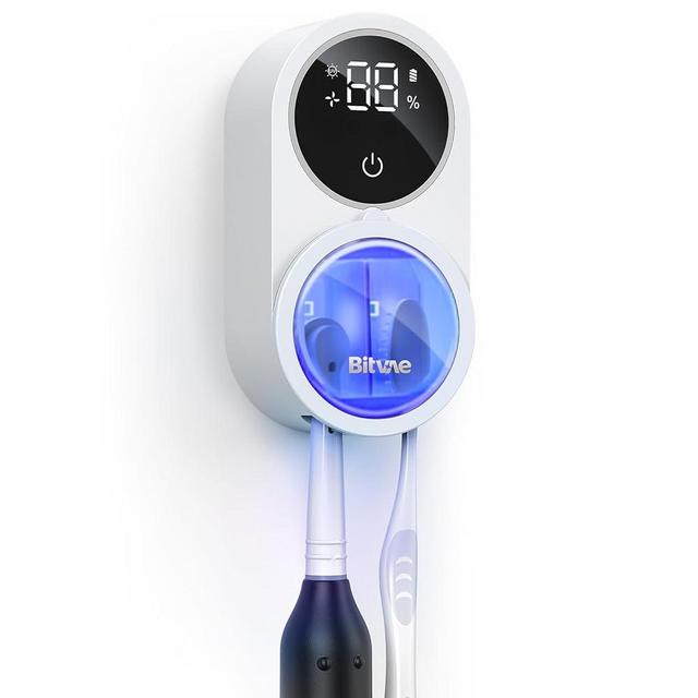Bitvae Toothbrush Cleaner, Cleaning and Air Drying, LED Smart Screen, Rechargeable Wall Mount Toothbrush Holder
