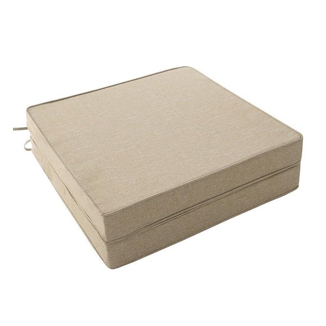 Fitfree Outdoor Chair Cushions, Water-Resistant & Fade-Resistant, Patio Furniture Square Seat Replacement Chair Pads with Ties, Removable Cover, Non-Slip Bottom, Set of 2, 24 x 24 Inch, Natural