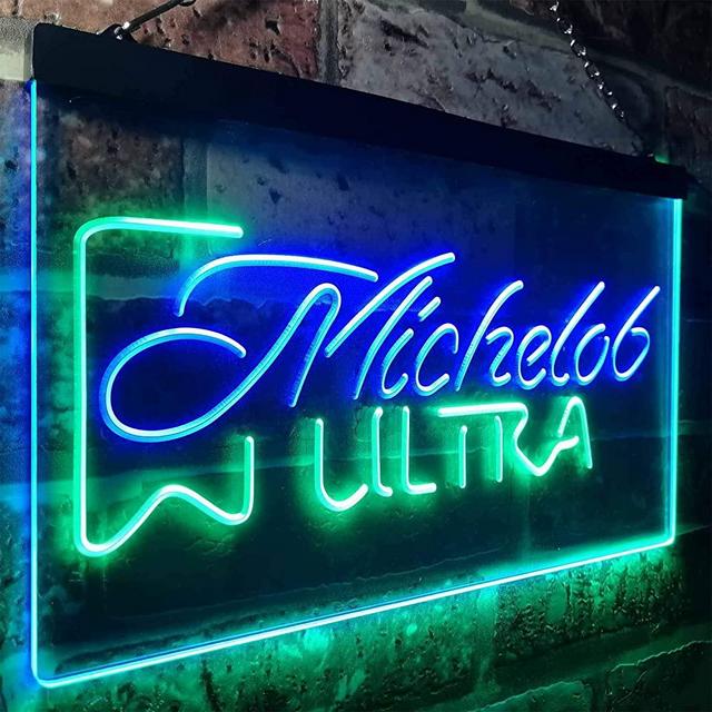 zusme Michelob Ultra Superior Light Beer Novelty LED Neon Sign Green + Blue W16 x H12