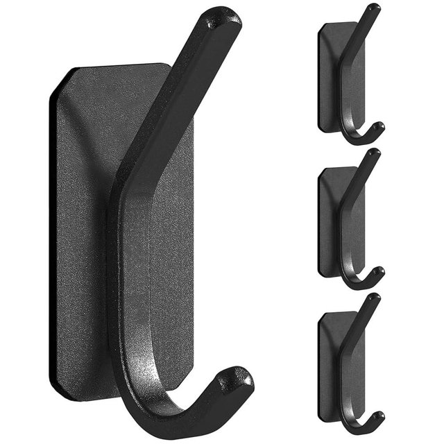 Paoli Heavy Duty Adhesive Hooks,Self-Adhesive Hooks Multiple Colors and Styles 30 lb Maximum Load for Home Schools and Offices (4pc, Black)