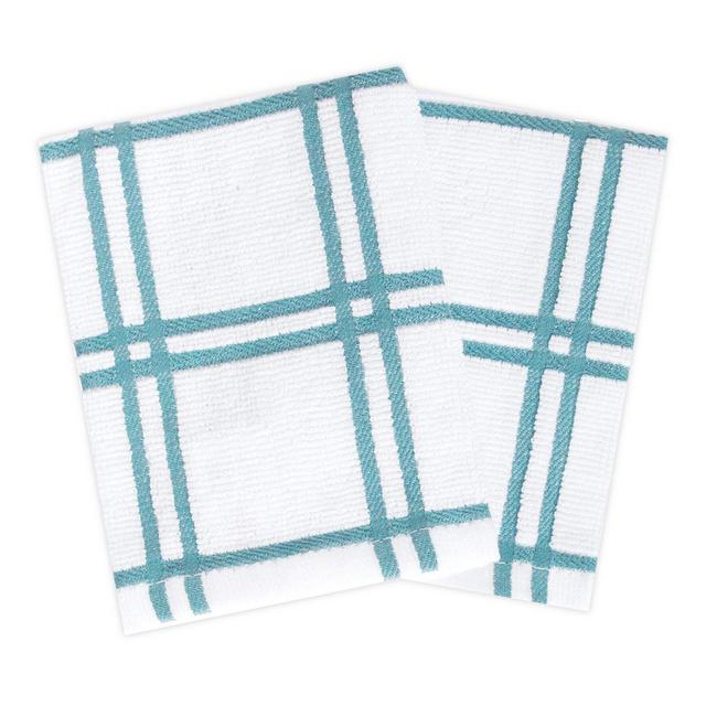 KitchenSmart® Colors Plaid Dish Cloths in Teal (Set of 2)