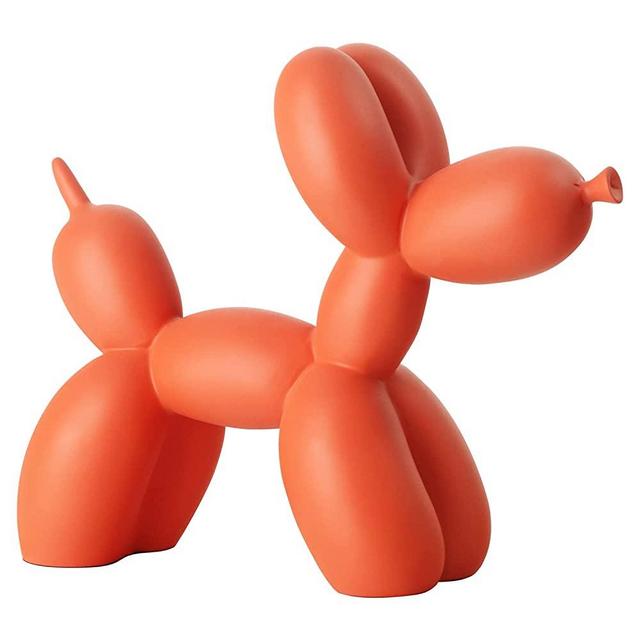 orenm Balloon Dog Sculpture Resin Creative Cute Animal Crafts Figurine Balloon Dog Shaped Statue Art Sculpture Modern Desktop Ornament Decoration for Home Bedroom Living Room Office Decor 8" (Orange)