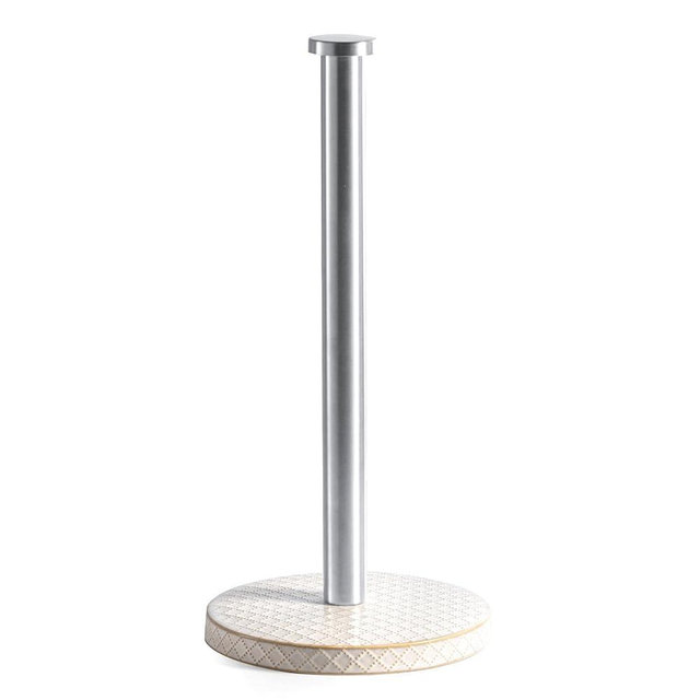 Mikigey Paper Towel Holder, Farmhouse Kitchen Towel Holder for Countertop, Ceramic Standing Paper Towel Holders for Kitchen Bathroom, Silver Paper Towel Holder (Checks)