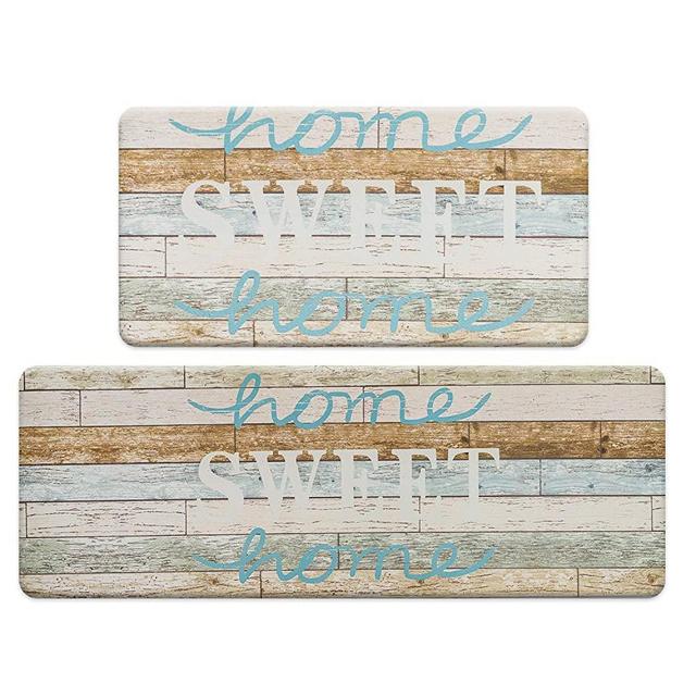 ROSMARUS Sweet Home Kitchen Rug Set 2 Pieces, Cushioned Anti-Fatigue Kitchen Floor Mats Waterproof Easy to Clean Comfort Standing Kitchen Mat Set (Green)