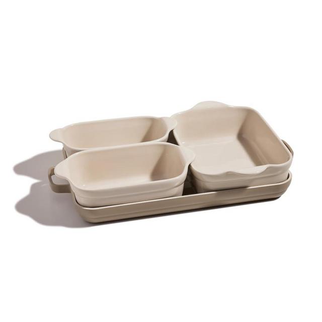 Our Place Ovenware Set | 5-Piece Nonstick, Toxin-Free, Ceramic, Stoneware Set with Oven Pan, Bakers, & Oven Mat | Space-Saving Nesting Design | Oven-Safe | Bake, Roast, Griddle and more | Steam