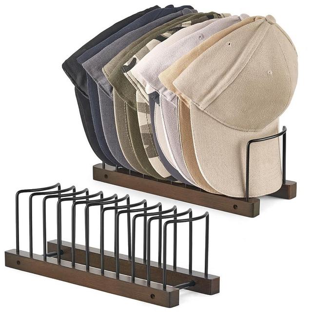 Dahey Hat Organizer for Baseball Caps, 2 Pack Hat Stand Storage for 20 Baseball Caps Tabletop Hat Rack Holder Display Baseball Cap for Desk Closet Shelf Dresser Bedroom