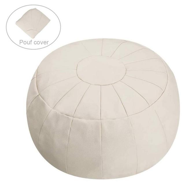 ROTOT Unstuffed Pouf Cover, Ottoman, Bean Bag Chair, Foot Stool, Foot Rest, Storage Solution or Wedding (Empty & New) (Cream)