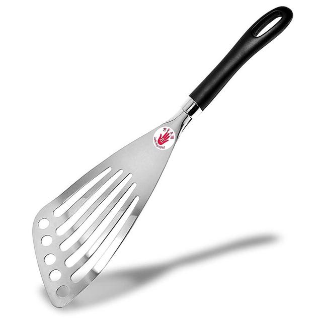 Seki Japan Kitchen Stainless Steel Spatula Wide Thin Slotted Turner for Left-handed
