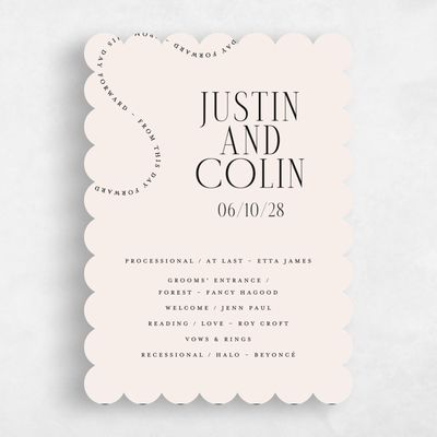 Beige Scalloped Wedding Program - Vence