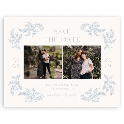 Dusty Blue Wedding Digital Save the Date - Petalo Multiphoto