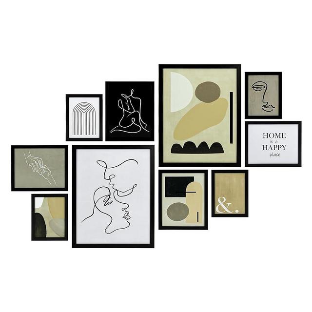 ArtbyHannah 10 Pack Black Gallery Wall Frame Set with Decorative Abstract Minimalist Prints, Picture Frame Set for Home Decor, Multi-Size 11x14-2PCS,8x10-4PCS, 6x8-4PCS