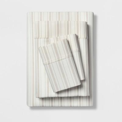 Full 400 Thread Count Striped Performance Sheet Set White/Gray - Threshold™