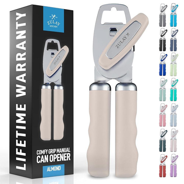 Zulay Kitchen Manual Can Opener with Bottle Opener with Turn Knob