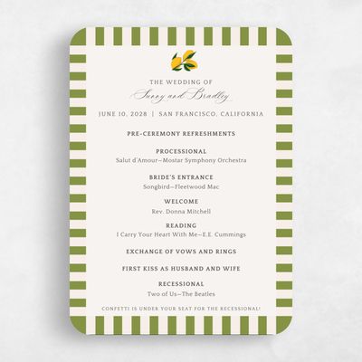 Green Rounded Wedding Program - Limone