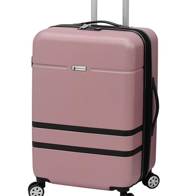 London Fog Southbury II Hardside Spinner Luggage, blush, Checked-Medium 25-Inch