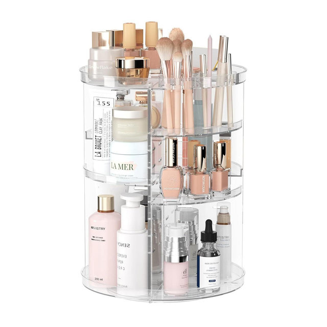 Maison Rotating Makeup Organizer, DIY 8 Adjustable Layers Spinning Skincare Organizer