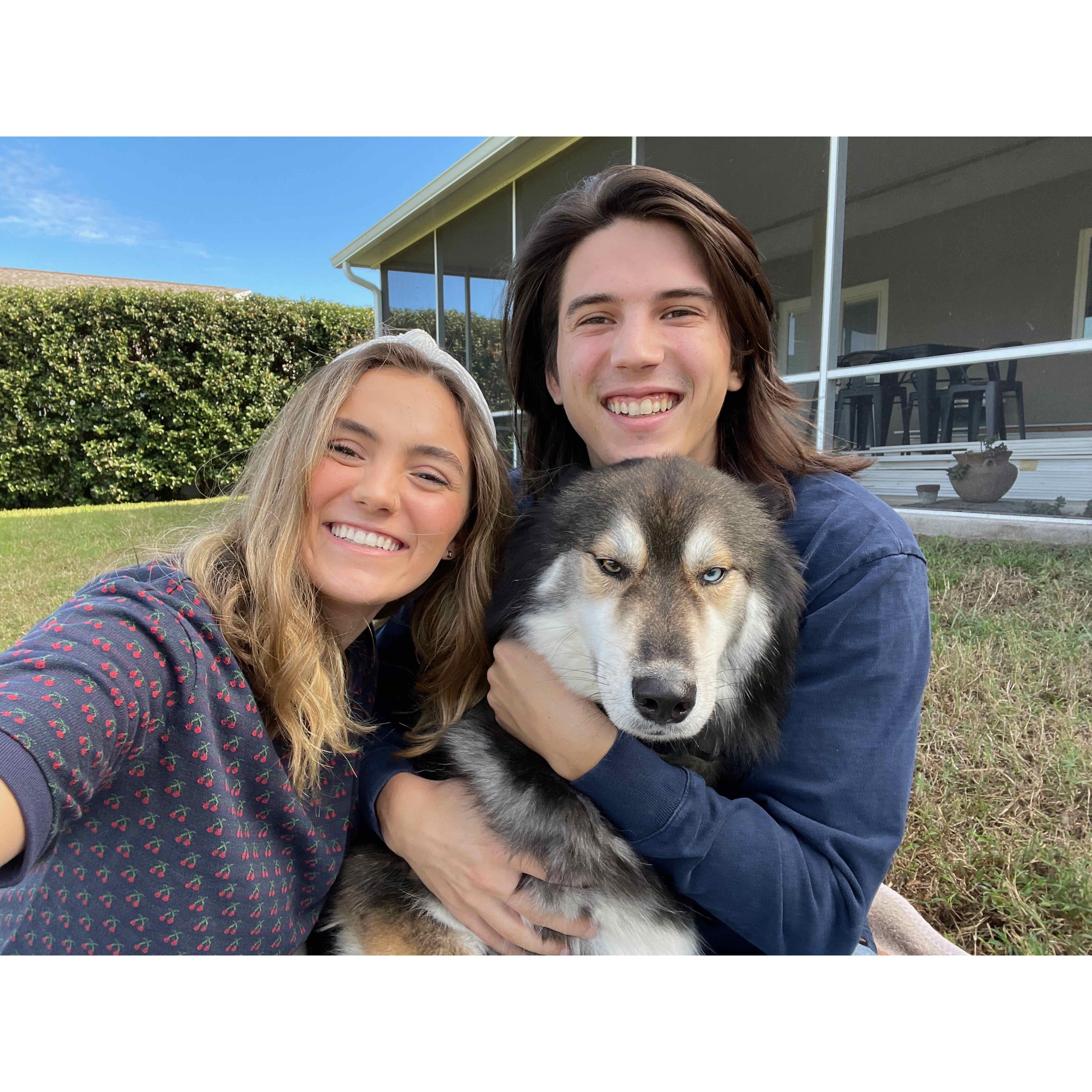 Celebrating Thanksgiving with our baby, Geronimo.
