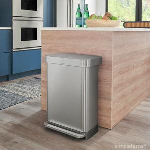 simplehuman Large Stainless Steel Rectangular Step Can with Liner Pocket