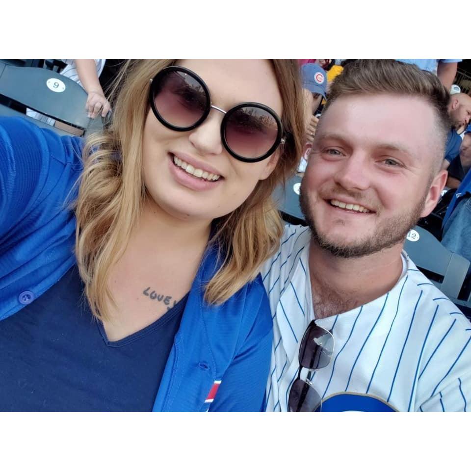 At a Cubs game in Pittsburgh