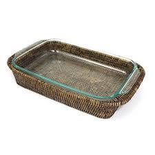 9x13 Rattan Pyrex Bakeware Tray