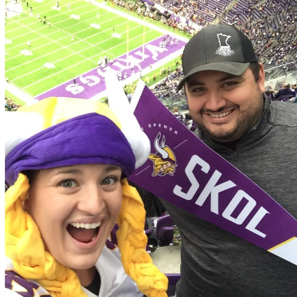 September 2019 - my Bear fan took me to my first Vikings game! It kills him to have this picture ;)